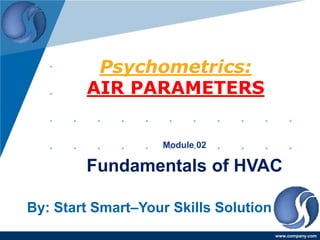 www.company.com
Psychometrics:
AIR PARAMETERS
Module 02
Fundamentals of HVAC
By: Start Smart–Your Skills Solution
 