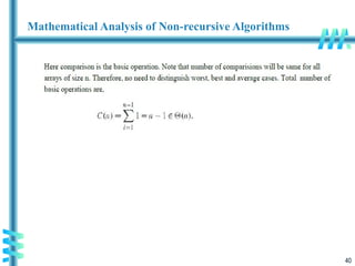 40
Mathematical Analysis of Non-recursive Algorithms
 