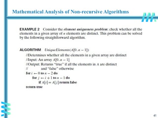 41
Mathematical Analysis of Non-recursive Algorithms
 