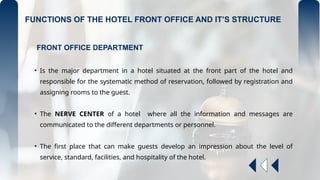MODULE 1 FRONT OFFICE OPERATIONS INFORMATION ABOUT HOTEL PO | PPTX