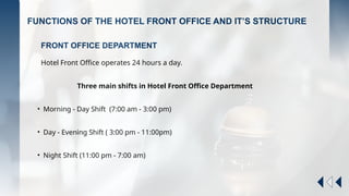 MODULE 1 FRONT OFFICE OPERATIONS INFORMATION ABOUT HOTEL PO | PPTX