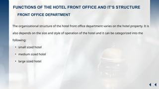 MODULE 1 FRONT OFFICE OPERATIONS INFORMATION ABOUT HOTEL PO | PPTX