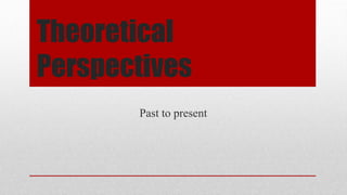 Theoretical
Perspectives
Past to present
 