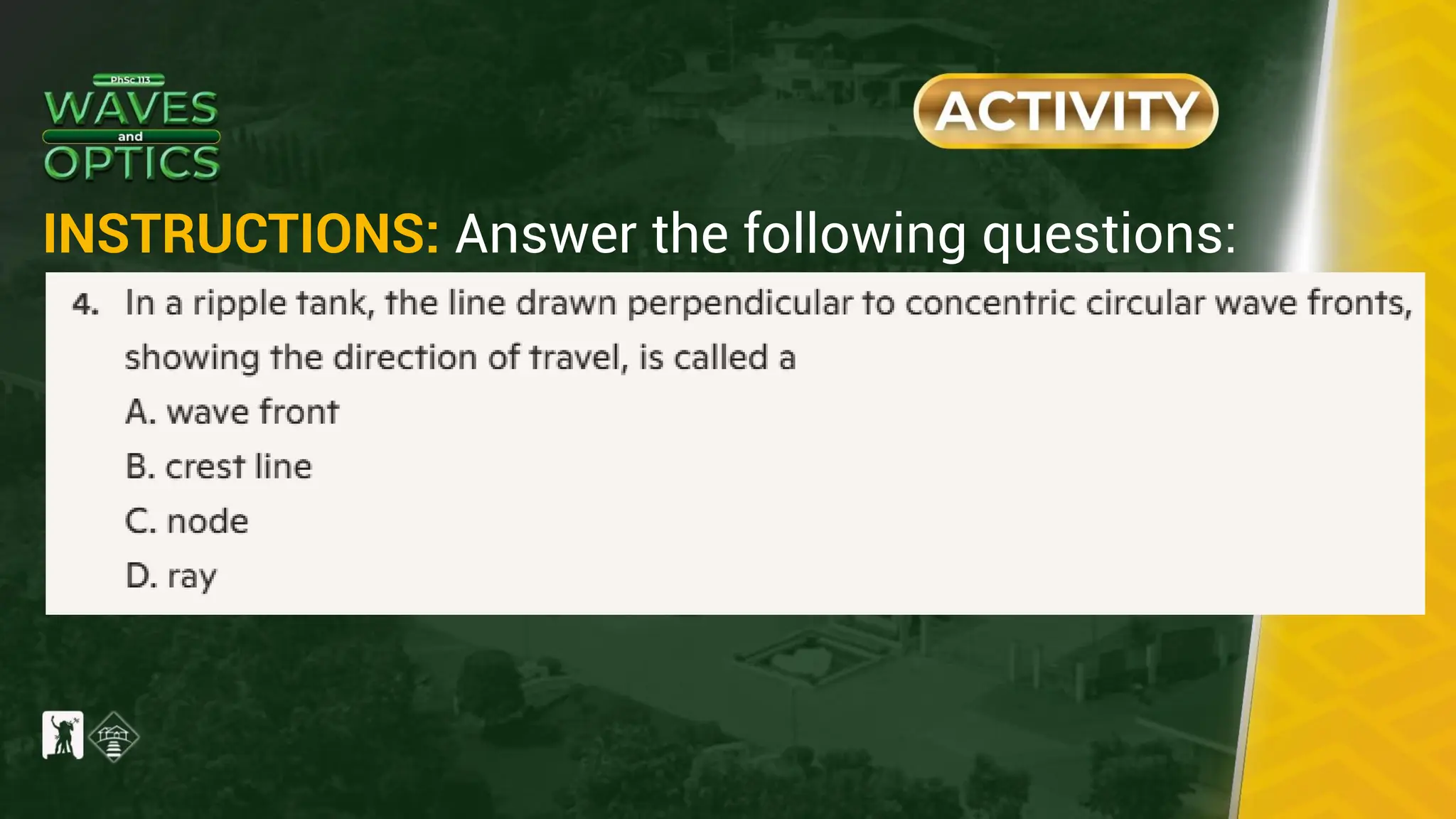 INSTRUCTIONS: Answer the following questions:
 