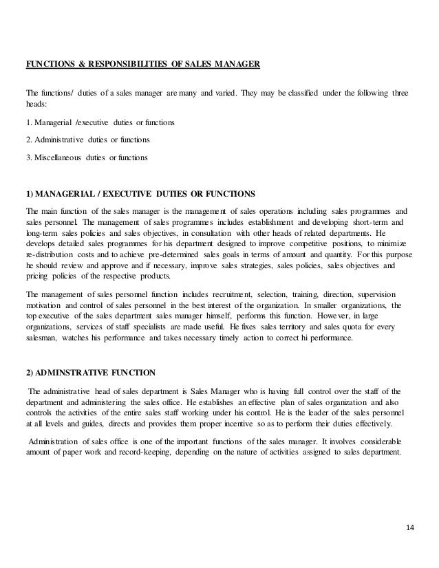 sales staff responsibilities