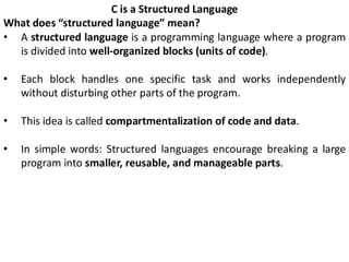 Comprehensive Introduction to C Programming Language Fundamentals and ...
