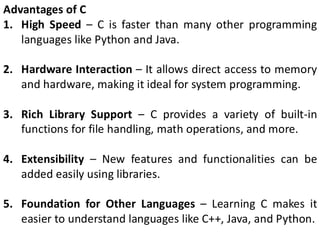 Comprehensive Introduction to C Programming Language Fundamentals and ...