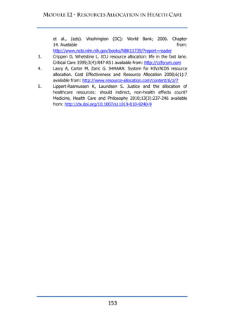 MODULE 12 - RESOURCE ALLOCATION IN HEALTH CARE | PDF