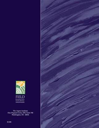 Microenterprise Fund for
          Innovation, Effectiveness,
          Learning and Dissemination




     The Aspen Institute
One Dupont Circle, NW, Suite 700
    Washington, DC 20036



02-048
                          Building Skills for Self-Employment: Basic Training for Microentrepreneurs Title 96
                       96 Keeping it Personalized: Consulting, Coaching & Mentoring   Business Consulting
                                                                                             Chapter
 