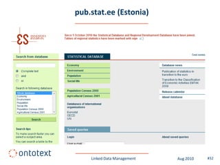 pub.stat.ee (Estonia)




    Linked Data Management   Aug 2010   #32
 