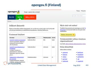 opengov.fi (Finland)




    Linked Data Management   Aug 2010   #33
 