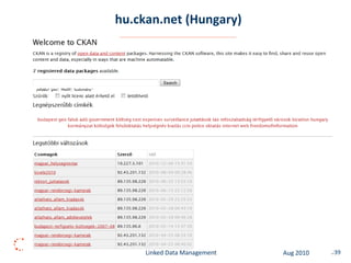 hu.ckan.net (Hungary)




     Linked Data Management   Aug 2010   #39
 