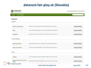 datanest.fair-play.sk (Slovakia)




          Linked Data Management   Aug 2010   #45
 