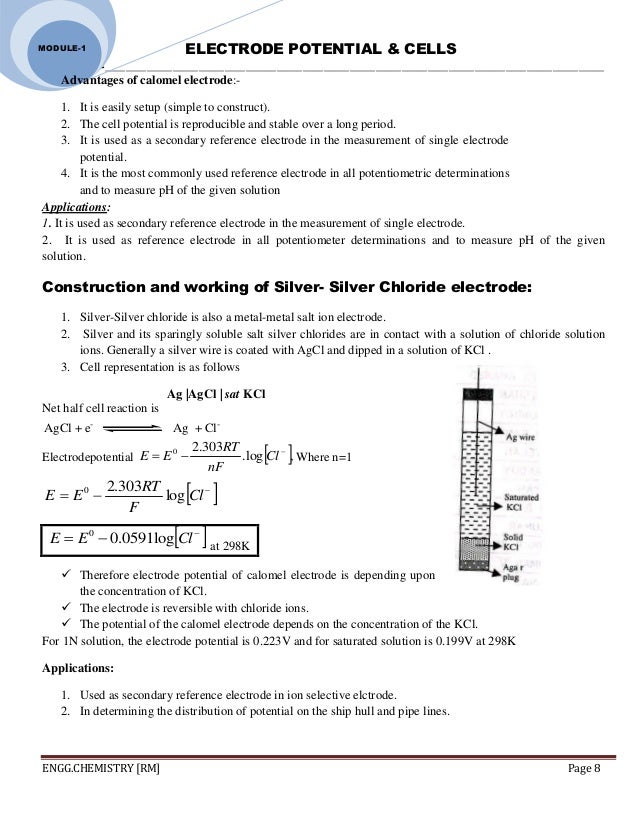 Module 1 Electrode Potential Amp Cells Battery Technology