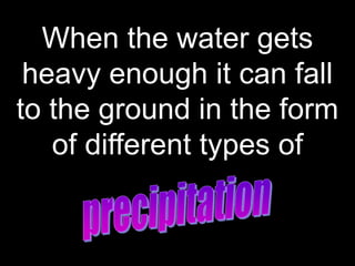 When the water gets
heavy enough it can fall
to the ground in the form
of different types of
BITS Edu Campus Prof. Ankit Patel
 