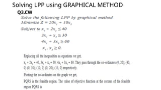 Solving LPP using GRAPHICAL METHOD
Q3.CW
 
