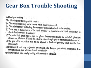 Gear Box Trouble Shooting
 