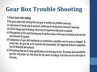 Gear Box Trouble Shooting
 