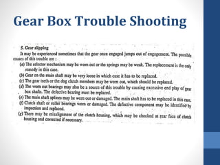 Gear Box Trouble Shooting
 