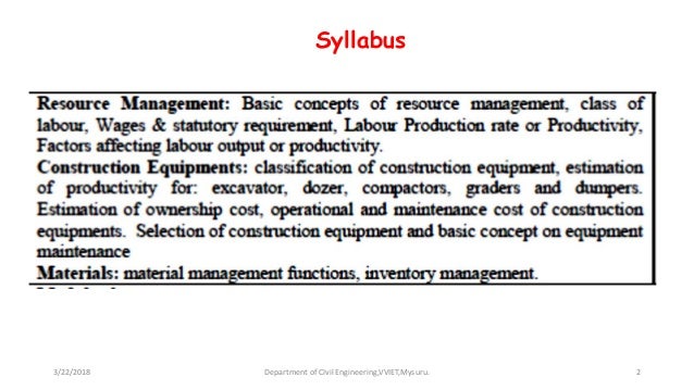 module 2 resource management construction equipments materials invent