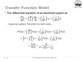 Transfer Function Model
Dr. R.K.Mugelan, Asst. Prof. (Sr), SENSE, VIT
10
 The differential equation of an electrical system as
 Applying Laplace Transform on both sides,
 