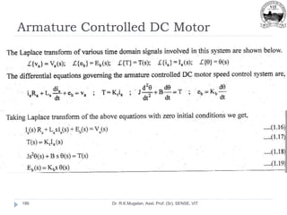 Armature Controlled DC Motor
Dr. R.K.Mugelan, Asst. Prof. (Sr), SENSE, VIT
186
 