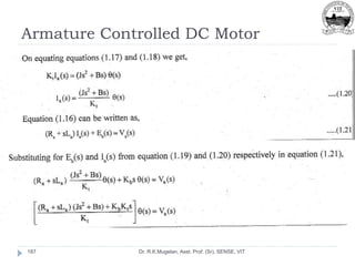Armature Controlled DC Motor
Dr. R.K.Mugelan, Asst. Prof. (Sr), SENSE, VIT
187
 