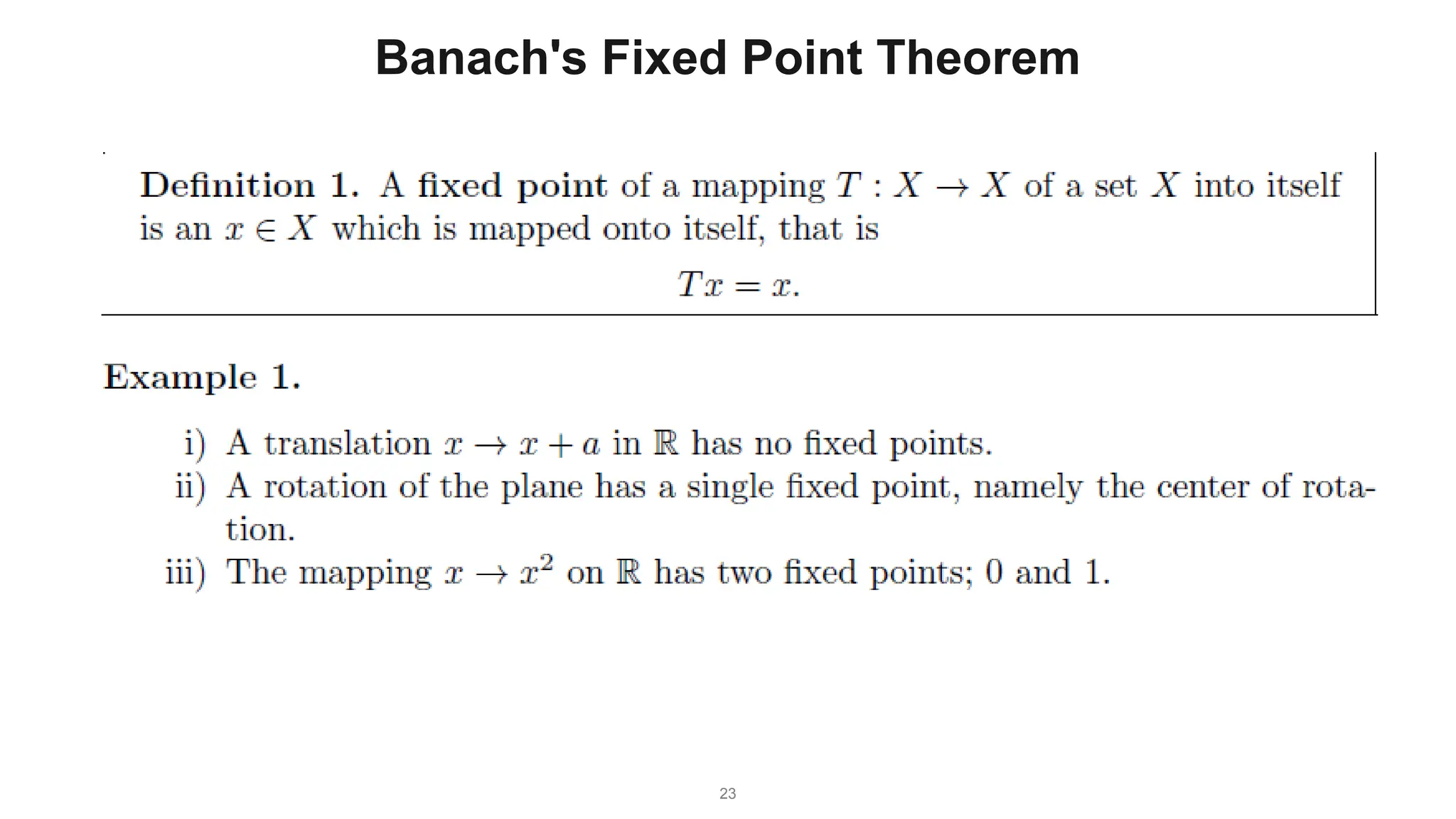 23
Banach's Fixed Point Theorem
 