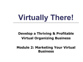 Virtually There! Develop a Thriving & Profitable Virtual Organizing Business   Module 2: Marketing Your Virtual Business 