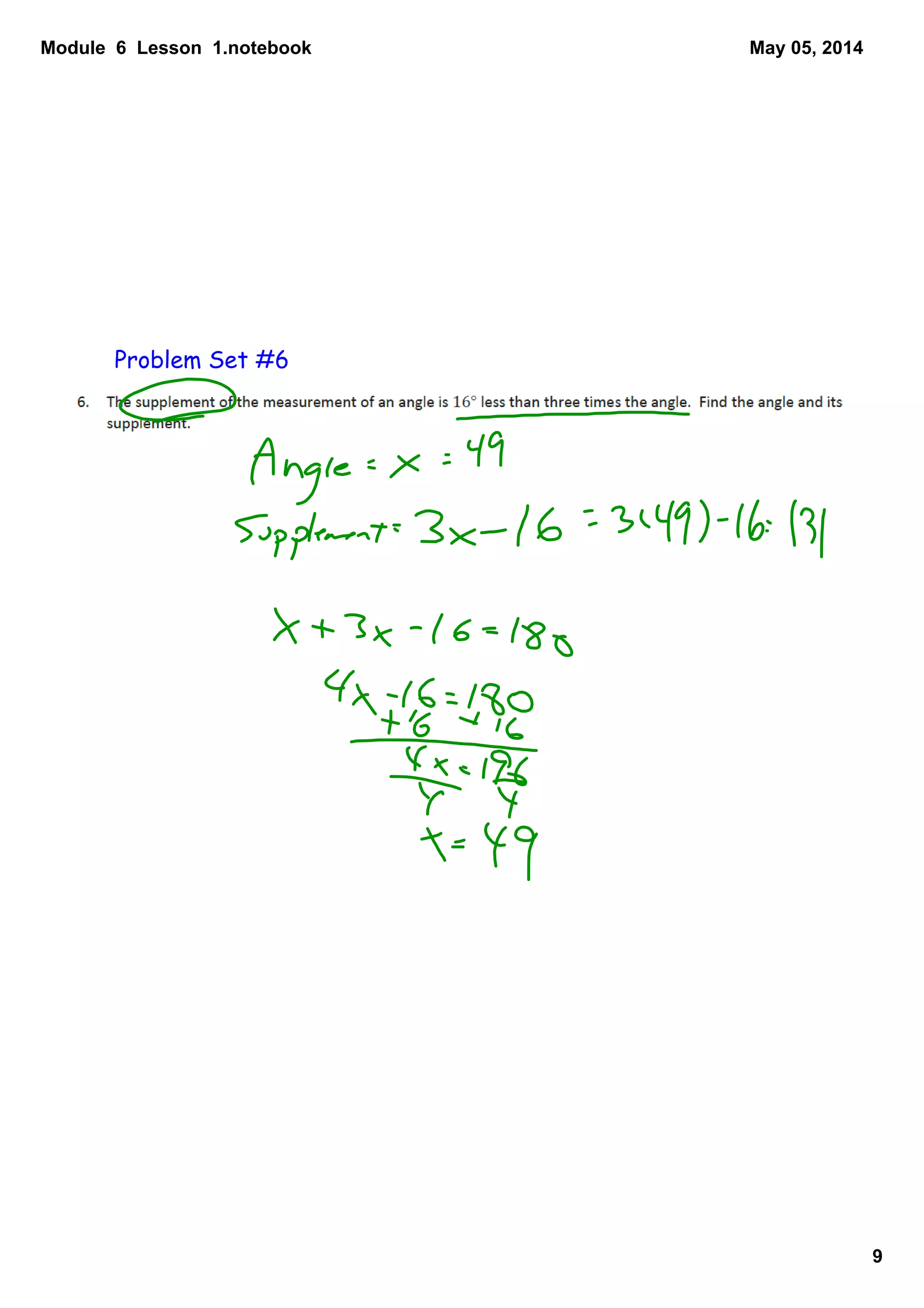 Module  6  Lesson  1.notebook
9
May 05, 2014
Problem Set #6
 