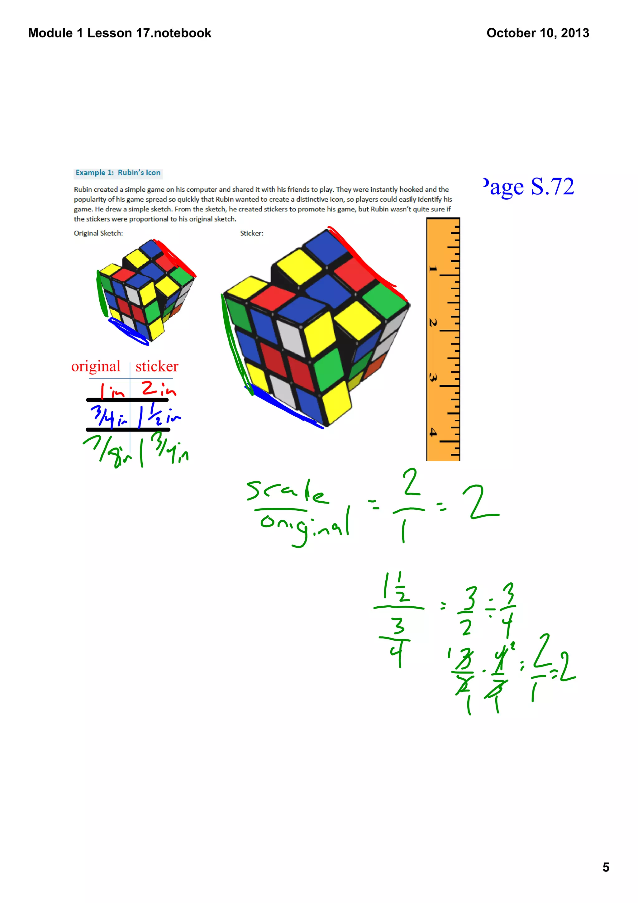 Module 1 Lesson 17.notebook
5
October 10, 2013
Page S.72
original sticker
 