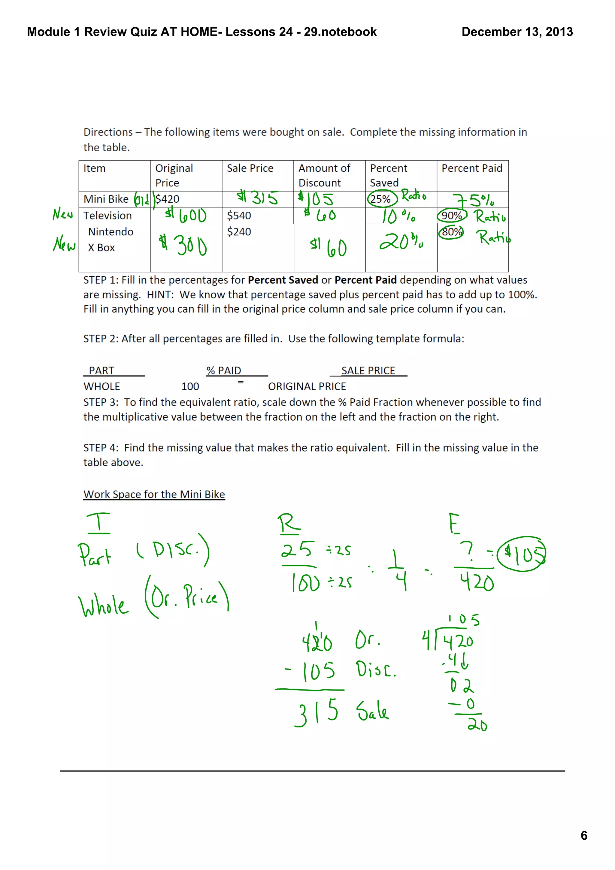 Module 1 Review Quiz AT HOME Lessons 24 29.notebook
December 13, 2013
6