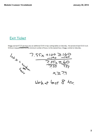 Module 3 Lesson 14.notebook

January 30, 2014

Exit Ticket

2

 