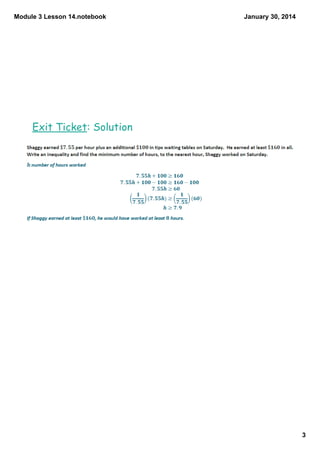 Module 3 Lesson 14.notebook

January 30, 2014

Exit Ticket: Solution

3

 