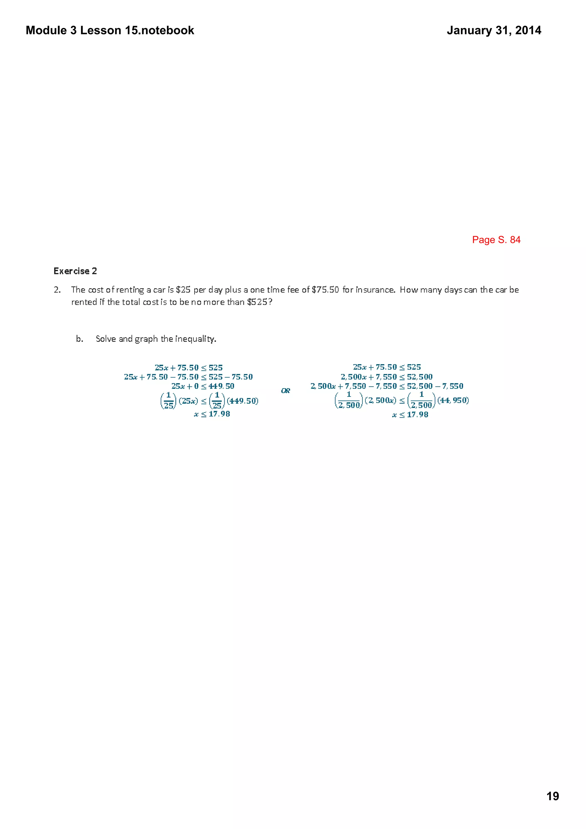 Module 3 Lesson 15.notebook

January 31, 2014

Page S. 84

19

 