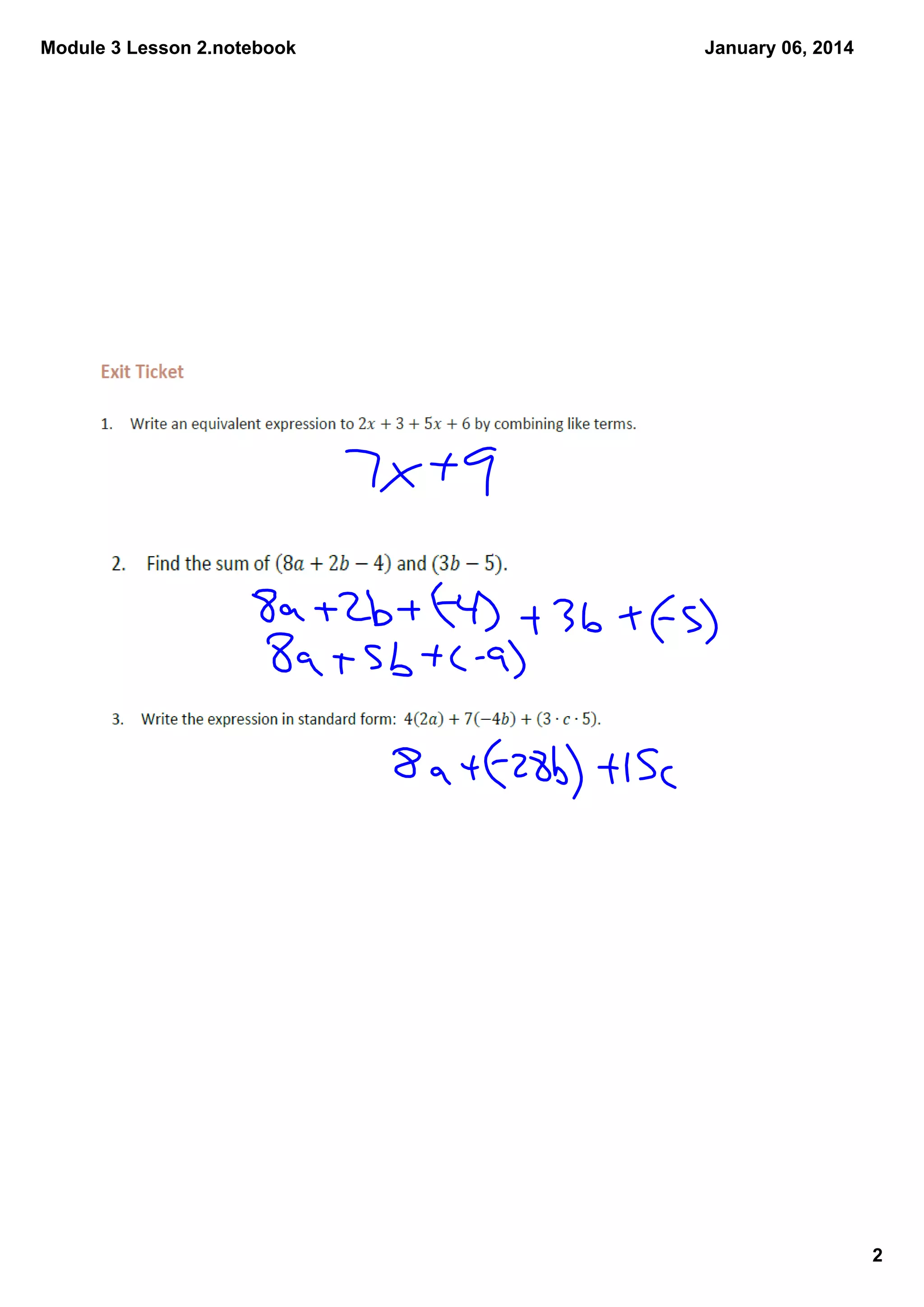 Module 3 Lesson 2.notebook

January 06, 2014

2

 