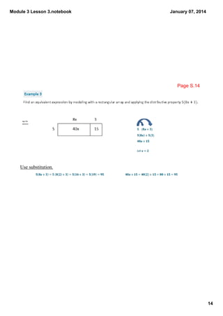 Module 3 Lesson 3.notebook

January 07, 2014

Page S.14

tap for 
answer

Use substitution.

14

 