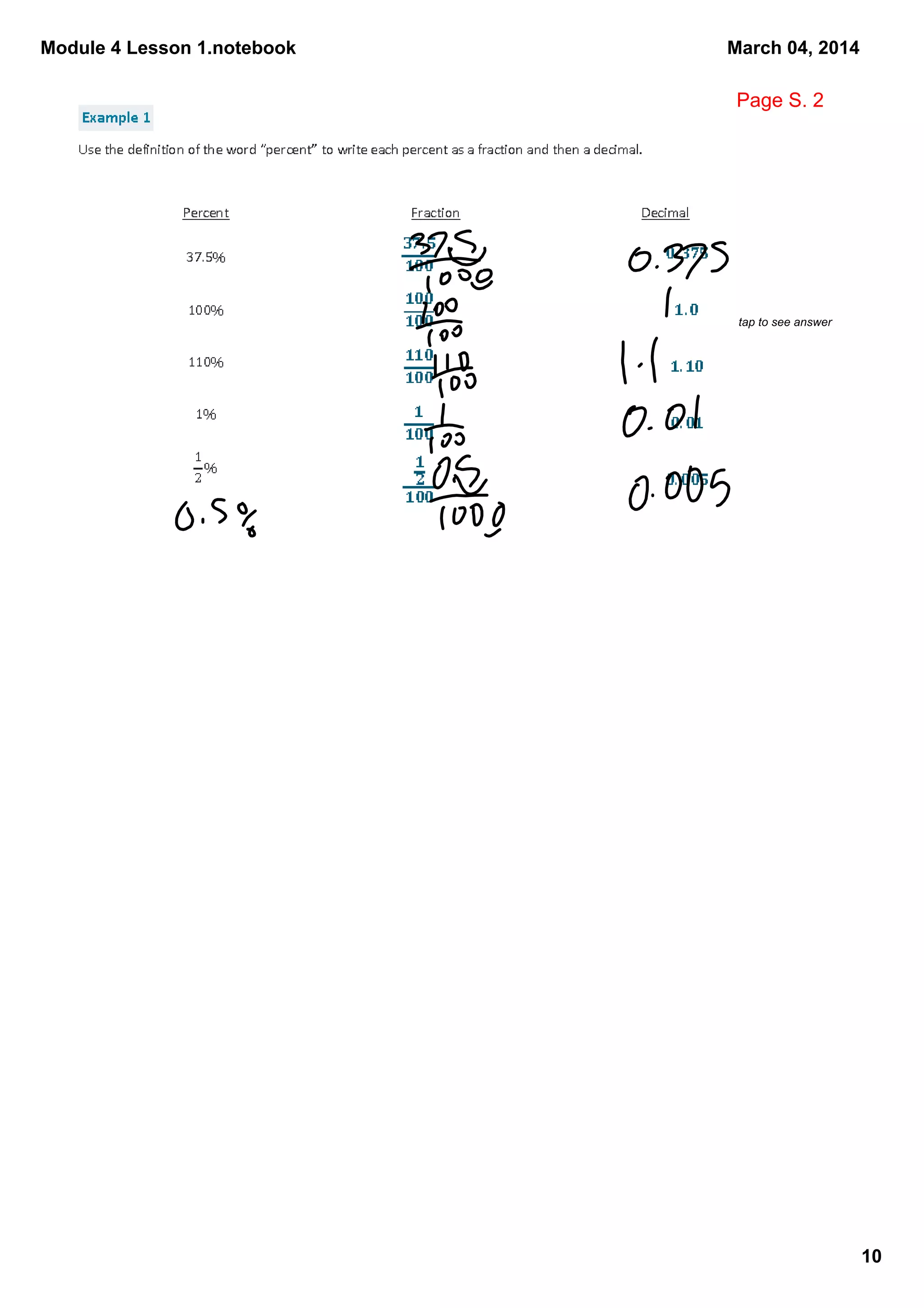 Module 4 Lesson 1.notebook
March 04, 2014
Page S. 2
tap to see answer
10