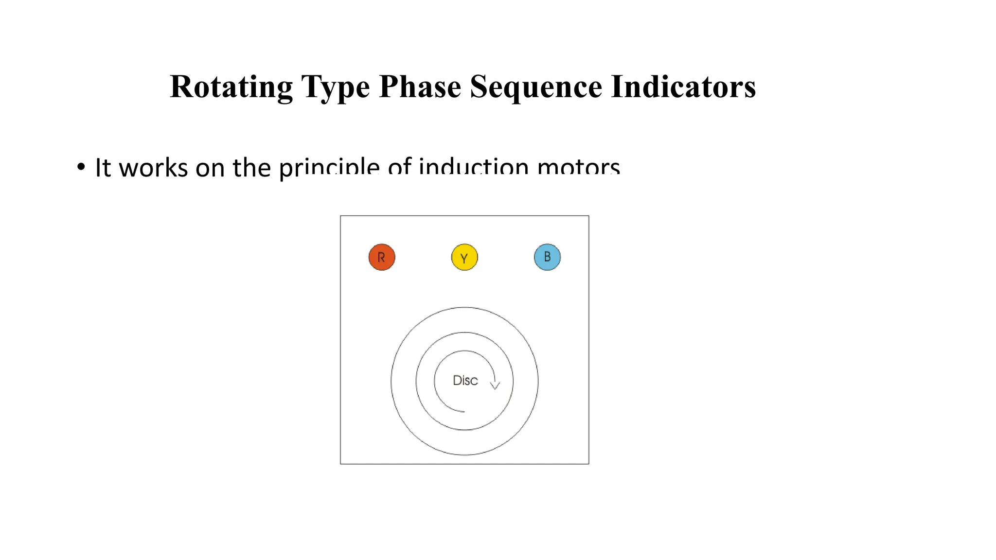 Rotating Type Phase Sequence Indicators
• It works on the principle of induction motors
 