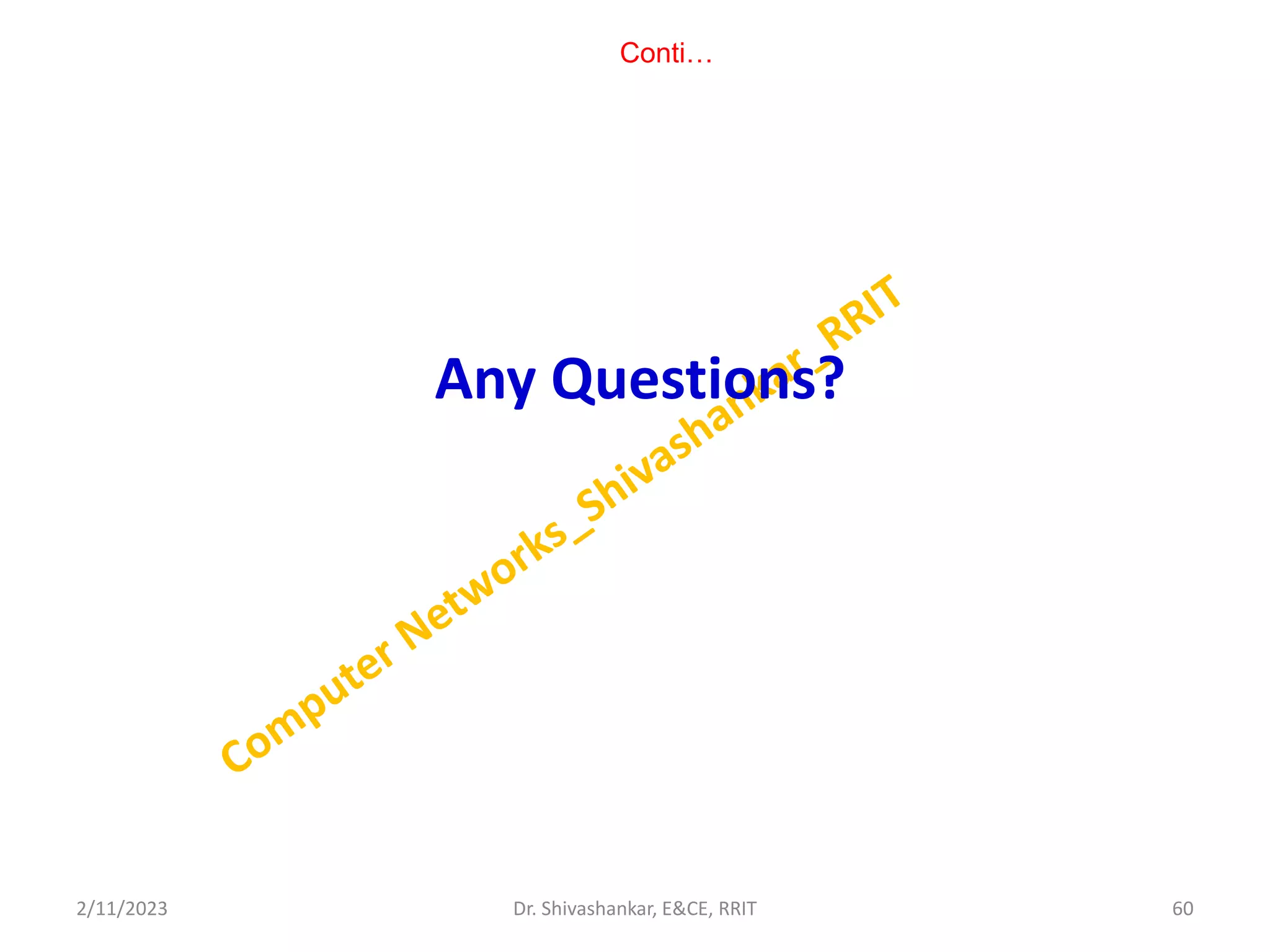 Conti…
Any Questions?
2/11/2023 60
Dr. Shivashankar, E&CE, RRIT
 