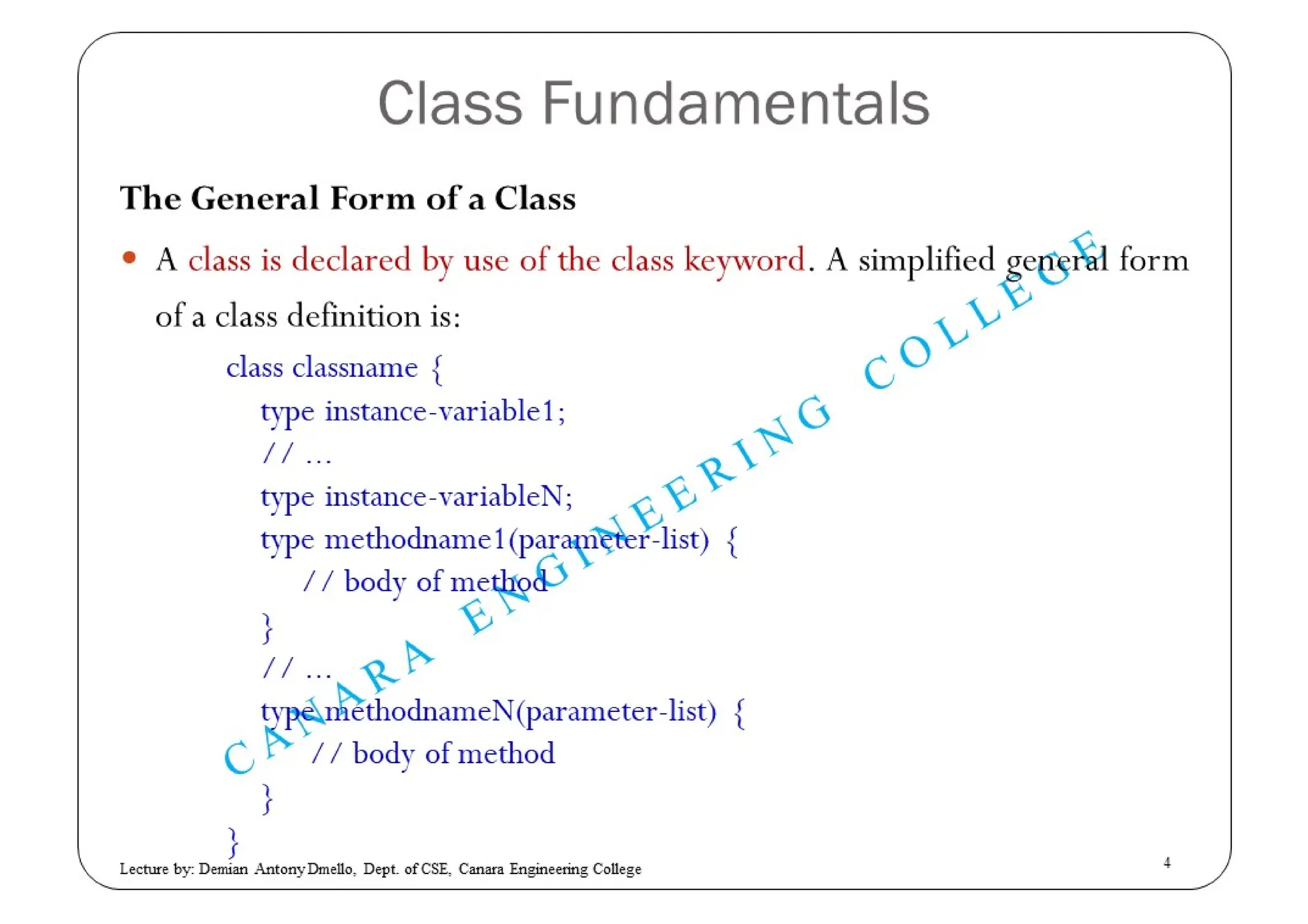 Introducing Classes in JAVA | PPT