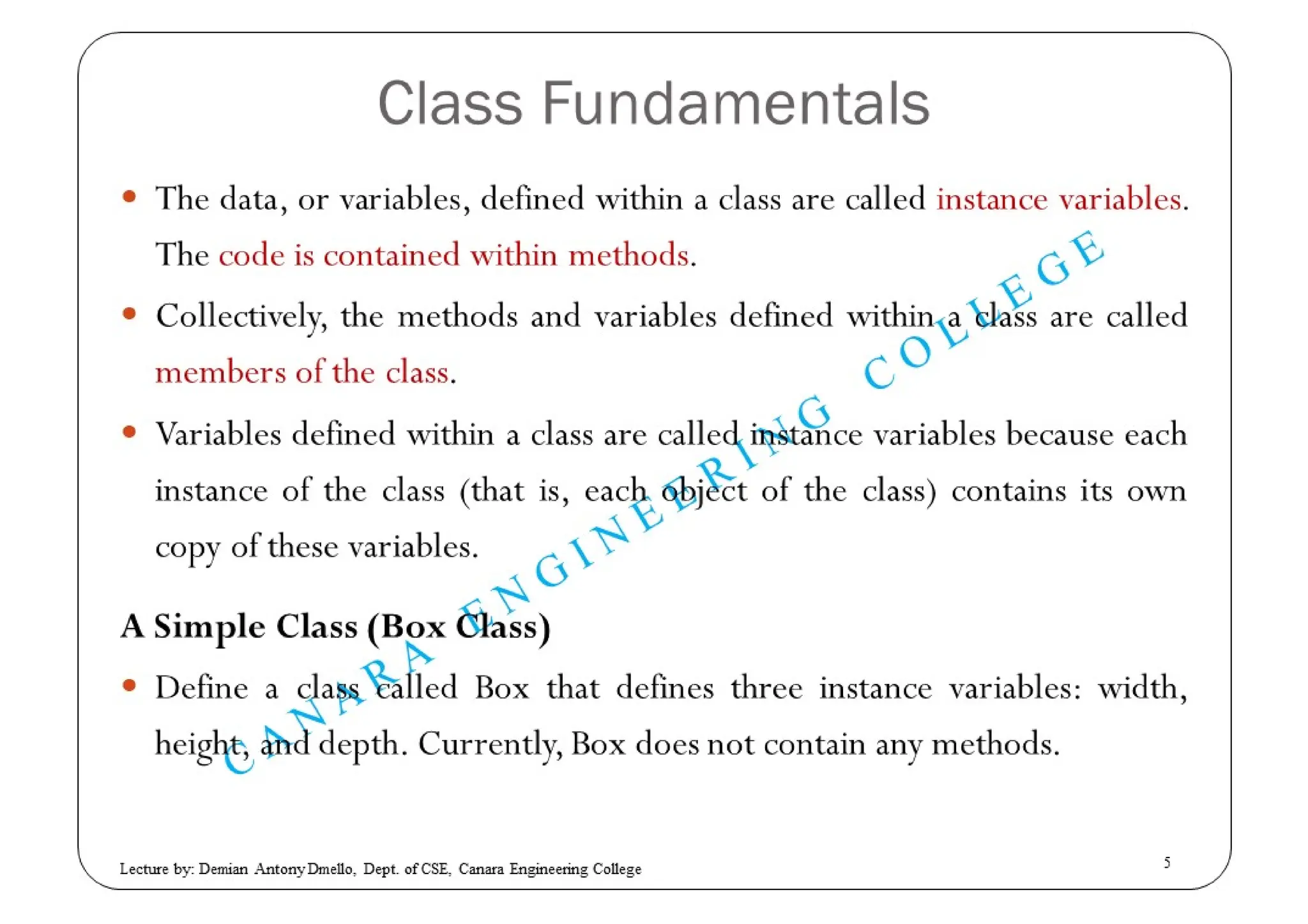 Introducing Classes in JAVA | PPT