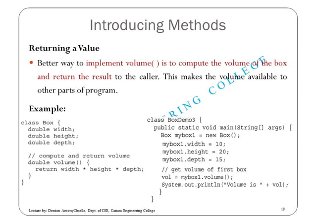 Introducing Classes in JAVA | PPT