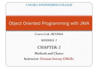  Methods and Classes in JAVA