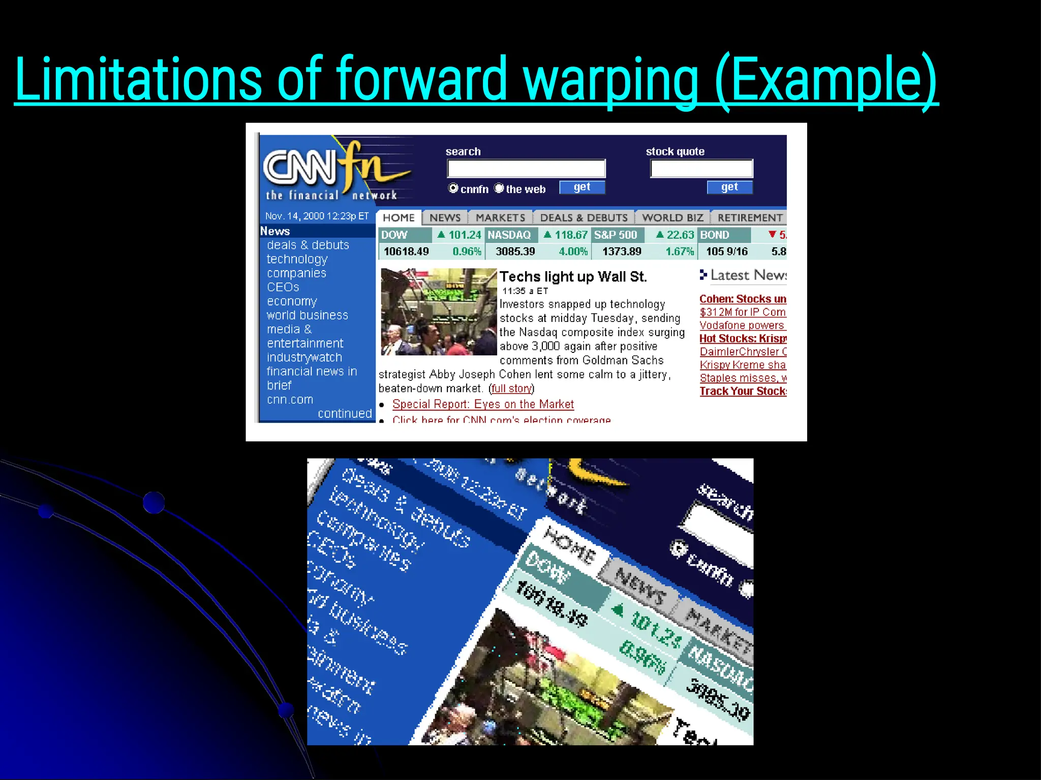 Limitations of forward warping (Example) 