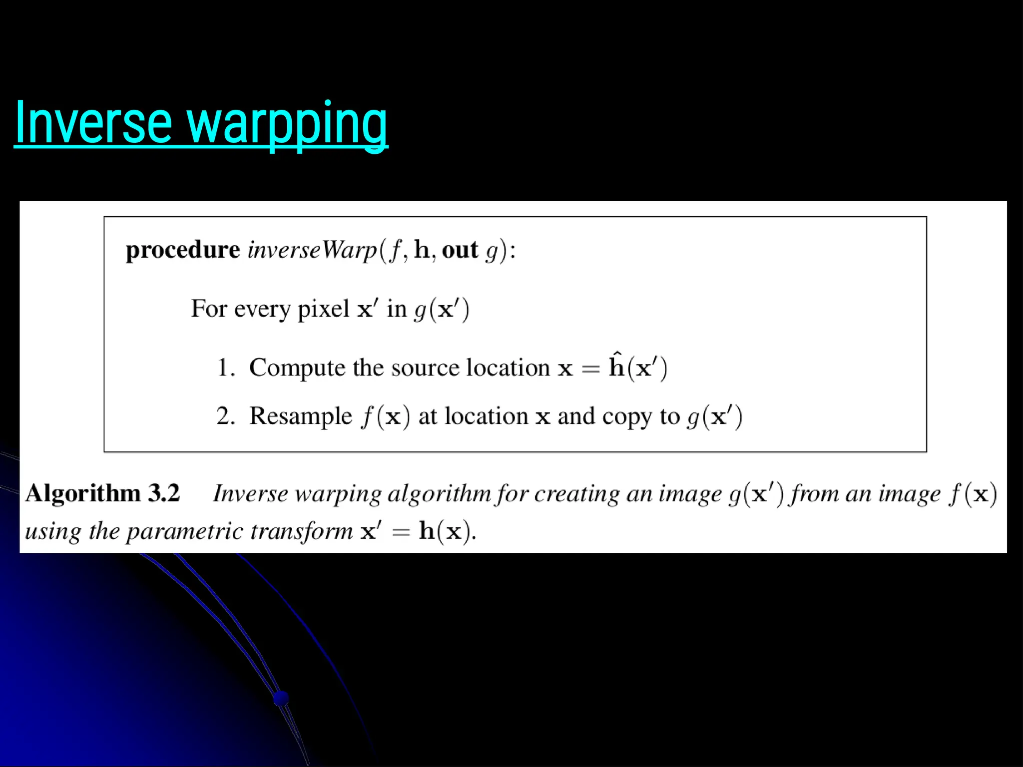 Inverse warpping 