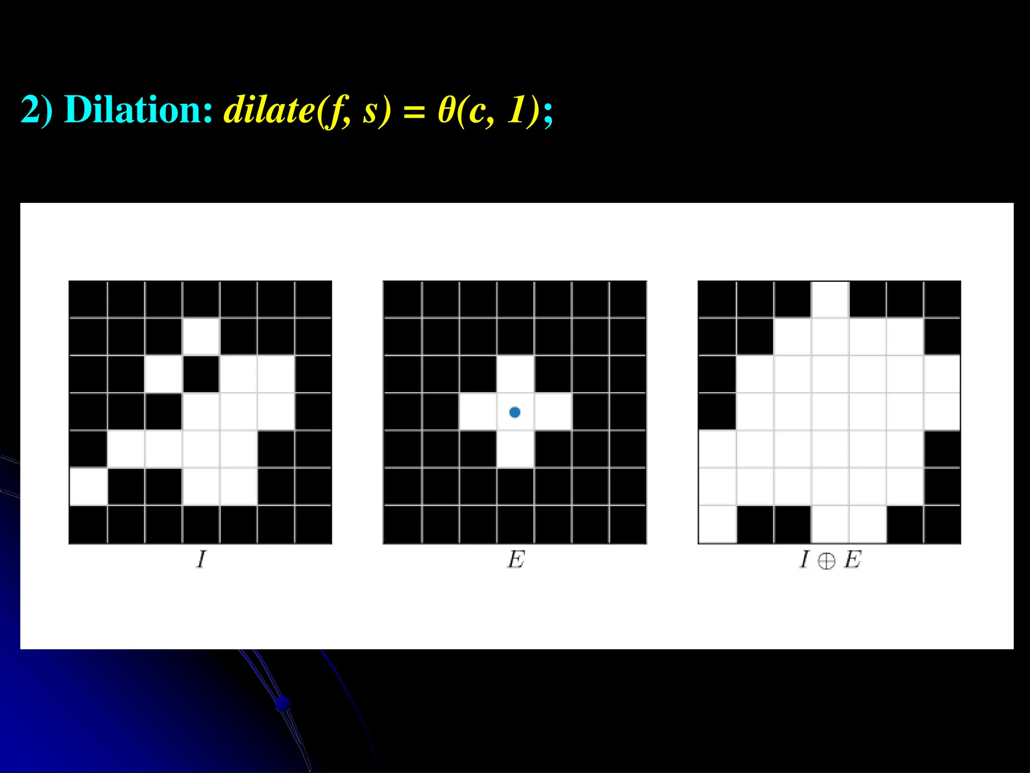 2) Dilation: dilate(f, s) = θ(c, 1); 