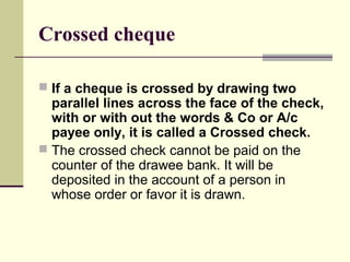 Parallel Cheque Module 2 negotiable instruments | PPT