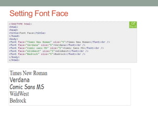 Setting Font Face
 