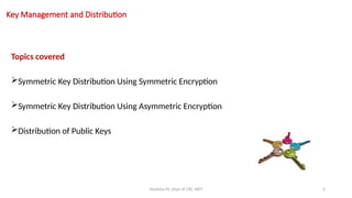 Deeksha M, Dept of CSE, AIET 2
Key Management and Distribution
Topics covered
Symmetric Key Distribution Using Symmetric Encryption
Symmetric Key Distribution Using Asymmetric Encryption
Distribution of Public Keys
 